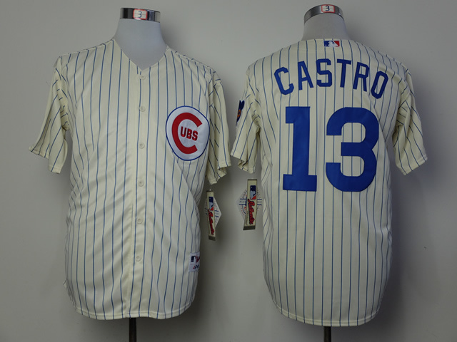 Men Chicago Cubs 13 Castro Cream Throwback 1969 MLB Jerseys